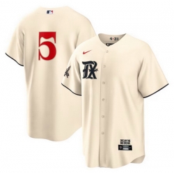 Men's Texas Rangers #5 Corey Seager Cream 2023 City Connect Cool Base Stitched Baseball Jersey