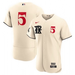 Men's Texas Rangers #5 Corey Seager Cream 2023 City Connect Flex Base Stitched Baseball Jersey