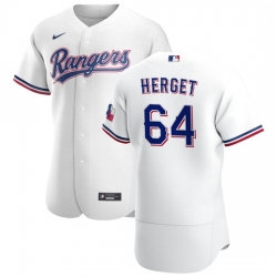 Texas Rangers 64 Jimmy Herget Men Nike White Home 2020 Authentic Player MLB Jersey