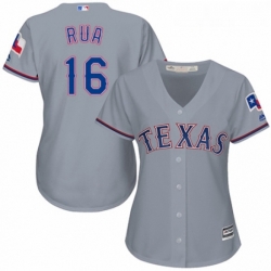 Womens Majestic Texas Rangers 16 Ryan Rua Authentic Grey Road Cool Base MLB Jersey 