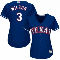 Womens Majestic Texas Rangers 3 Russell Wilson Replica Royal Blue Alternate 2 Cool Base MLB Jersey