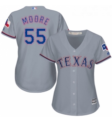 Womens Majestic Texas Rangers 55 Matt Moore Replica Grey Road Cool Base MLB Jersey 