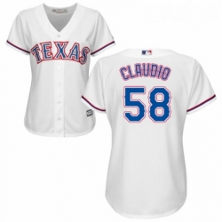 Womens Majestic Texas Rangers 58 Alex Claudio Authentic White Home Cool Base MLB Jersey 