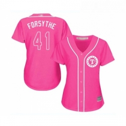 Womens Texas Rangers 41 Logan Forsythe Replica Pink Fashion Cool Base Baseball Jersey 