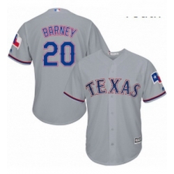 Youth Majestic Texas Rangers 20 Darwin Barney Replica Grey Road Cool Base MLB Jersey 