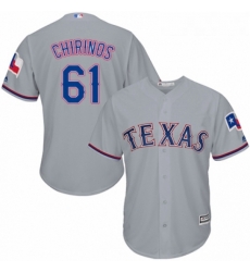 Youth Majestic Texas Rangers 61 Robinson Chirinos Replica Grey Road Cool Base MLB Jersey 