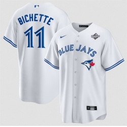 Men Toronto Blue Jays 11 Bo Bichette White 2025 World Series Home Cool Base Stitched Baseball Jersey