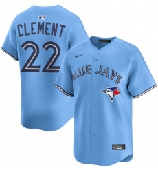 Men Toronto Blue Jays 22 Ernie Clement Light Blue Cool Base Stitched Baseball Jersey Men Toronto Blue Jays 22 Ernie Clement Light Blue Cool Base Stitched Baseball Jersey