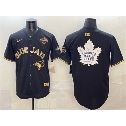 Men Toronto Blue Jays  26 Leafs Black Gold 2025 American League Champions With White Leafs Logo Limited Stitched Baseball Jersey