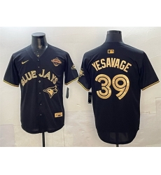 Men Toronto Blue Jays 39 Trey Yesavage Black Gold 2025 American League Champions Limited Stitched Baseball Jersey Men Toronto Blue Jays 39 Trey Yesavage Black Gold 2025 American League Champions Limited Stitched Baseball Jersey