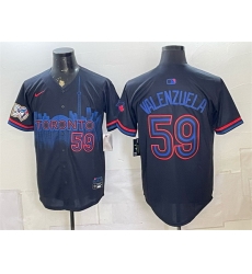 Men Toronto Blue Jays  59 Brandon Valenzuela Navy 50 Seasons Patch 2024 City Connect Limited Stitched Baseball Jersey