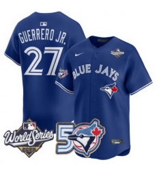 Men Women Youth Blue Jays 50th Patch 2025 World Series Royal 27 Guerrero JR. Stitched Jersey 