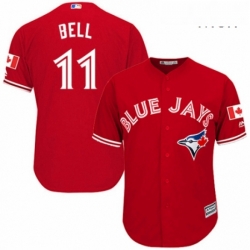 Mens Majestic Toronto Blue Jays 11 George Bell Replica Scarlet Alternate Cool Base MLB Jersey 