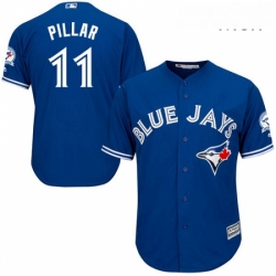 Mens Majestic Toronto Blue Jays 11 Kevin Pillar Replica Blue Alternate 40th Anniversary Patch MLB Jersey