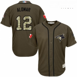 Mens Majestic Toronto Blue Jays 12 Roberto Alomar Authentic Green Salute to Service MLB Jersey