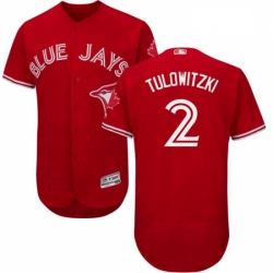 Mens Majestic Toronto Blue Jays 2 Troy Tulowitzki Scarlet Flexbase Authentic Collection Alternate MLB Jersey