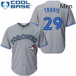 Mens Majestic Toronto Blue Jays 29 Devon Travis Replica Grey Road MLB Jersey