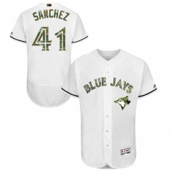 Mens Majestic Toronto Blue Jays 41 Aaron Sanchez Authentic White 2016 Memorial Day Fashion Flex Base Jersey