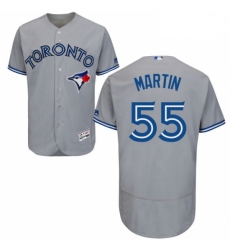 Mens Majestic Toronto Blue Jays 55 Russell Martin Grey Road Flex Base Authentic Collection MLB Jersey