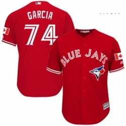 Mens Majestic Toronto Blue Jays 74 Jaime Garcia Replica Scarlet Alternate Cool Base MLB Jersey 