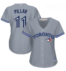 Blue Jays #11 Kevin Pillar Grey Road Women Stitched Baseball Jersey