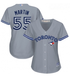 Blue Jays #55 Russell Martin Grey Road Women Stitched Baseball Jersey