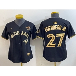 Women Toronto Blue Jays 27 Vladimir Guerrero Jr  Black Gold 2025 American League Champions Limited Stitched Baseball Jersey 