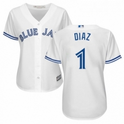 Womens Majestic Toronto Blue Jays 1 Aledmys Diaz Replica White Home MLB Jersey 