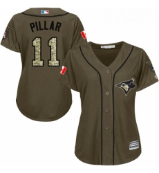 Womens Majestic Toronto Blue Jays 11 Kevin Pillar Replica Green Salute to Service MLB Jersey