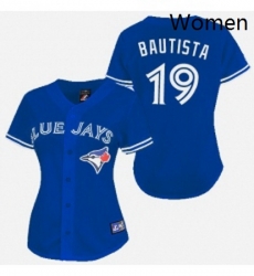 Womens Majestic Toronto Blue Jays 19 Jose Bautista Authentic Blue MLB Jersey