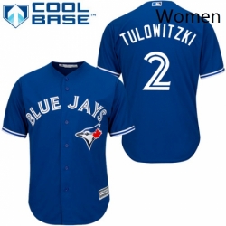 Womens Majestic Toronto Blue Jays 2 Troy Tulowitzki Authentic Blue MLB Jersey