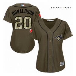 Womens Majestic Toronto Blue Jays 20 Josh Donaldson Authentic Green Salute to Service MLB Jersey