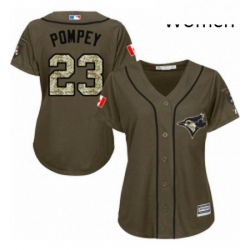 Womens Majestic Toronto Blue Jays 23 Dalton Pompey Authentic Green Salute to Service MLB Jersey