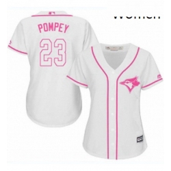 Womens Majestic Toronto Blue Jays 23 Dalton Pompey Authentic White Fashion Cool Base MLB Jersey