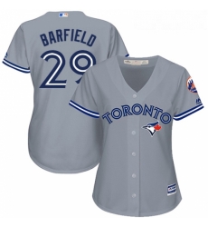 Womens Majestic Toronto Blue Jays 29 Jesse Barfield Replica Grey Road MLB Jersey 