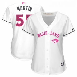 Womens Majestic Toronto Blue Jays 55 Russell Martin Replica White Mothers Day Cool Base MLB Jersey