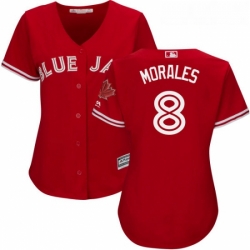 Womens Majestic Toronto Blue Jays 8 Kendrys Morales Replica Scarlet Alternate MLB Jersey