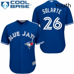 Youth Majestic Toronto Blue Jays 26 Yangervis Solarte Replica Blue Alternate MLB Jersey 