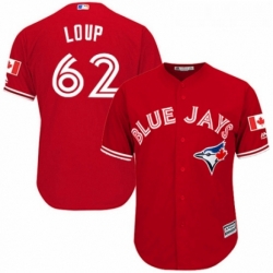 Youth Majestic Toronto Blue Jays 62 Aaron Loup Replica Scarlet Alternate MLB Jersey 