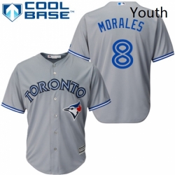 Youth Majestic Toronto Blue Jays 8 Kendrys Morales Authentic Grey Road MLB Jersey