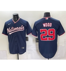 Men Washington Nationals 29 James Wood Navy Stitched Baseball Jersey Men Washington Nationals 29 James Wood Navy Stitched Baseball Jersey