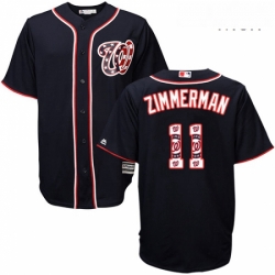 Mens Majestic Washington Nationals 11 Ryan Zimmerman Authentic Navy Blue Team Logo Fashion Cool Base MLB Jersey