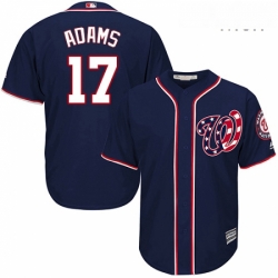 Mens Majestic Washington Nationals 17 Matt Adams Replica Navy Blue Alternate 2 Cool Base MLB Jersey 