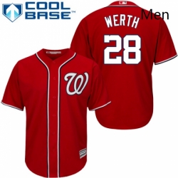 Mens Majestic Washington Nationals 28 Jayson Werth Replica Red Alternate 1 Cool Base MLB Jersey