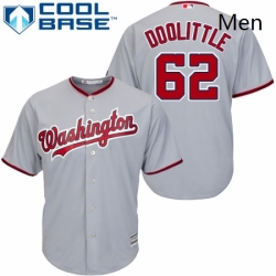 Mens Majestic Washington Nationals 62 Sean Doolittle Replica Grey Road Cool Base MLB Jersey 