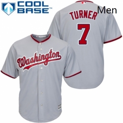 Mens Majestic Washington Nationals 7 Trea Turner Replica Grey Road Cool Base MLB Jersey