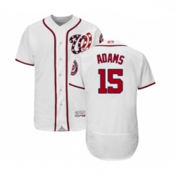 Mens Washington Nationals 15 Matt Adams White Home Flex Base Authentic Collection Baseball Jersey