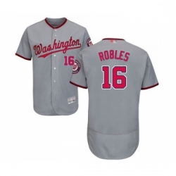 Mens Washington Nationals 16 Victor Robles Grey Road Flex Base Authentic Collection Baseball Jersey