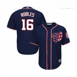 Mens Washington Nationals 16 Victor Robles Replica Navy Blue Alternate 2 Cool Base Baseball Jersey 