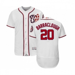 Mens Washington Nationals 20 Kyle Barraclough White Home Flex Base Authentic Collection Baseball Jersey